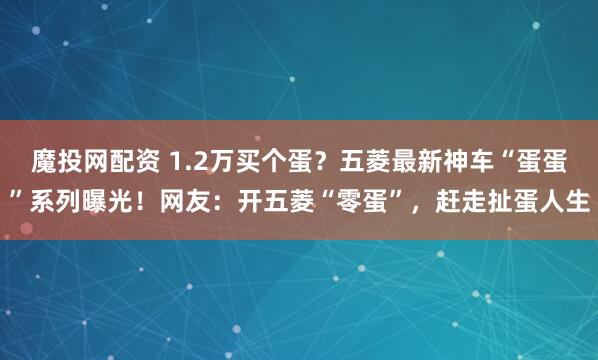 魔投网配资 1.2万买个蛋？五菱最新神车“蛋蛋”系列曝光！网友：开五菱“零蛋”，赶走扯蛋人生